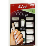 100 Long Length White Tips Plain Nails - 100PS17W - by Kiss
