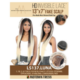 LS137.LUNA Premium Synthetic 13x7 HD Invisible Fake Scalp Lace Front Wig by Motown Tress