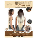 LS137.LUNA Premium Synthetic 13x7 HD Invisible Fake Scalp Lace Front Wig by Motown Tress