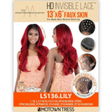 LS136.Lily Invisible Lace Faux Skin Synthetic Lace Front Wig by Motown Tress