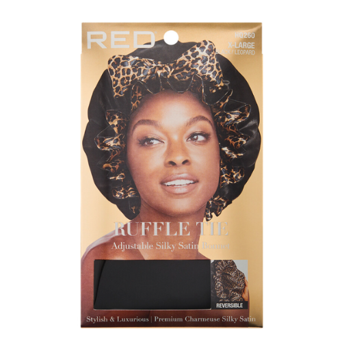 Red HQ260 Ruffle Tie Silky Bonnet