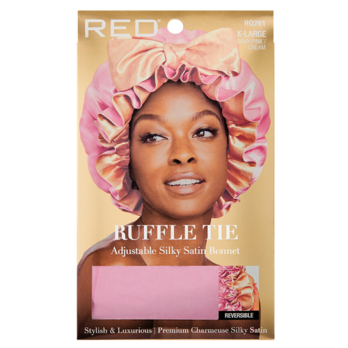 Red HQ261 Ruffle Tie Silky Bonnet