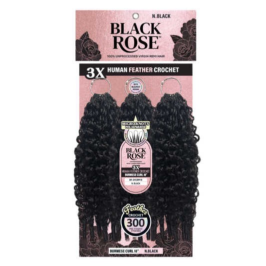 Black Rose HH Crochet 3X Burmese Curly 18"