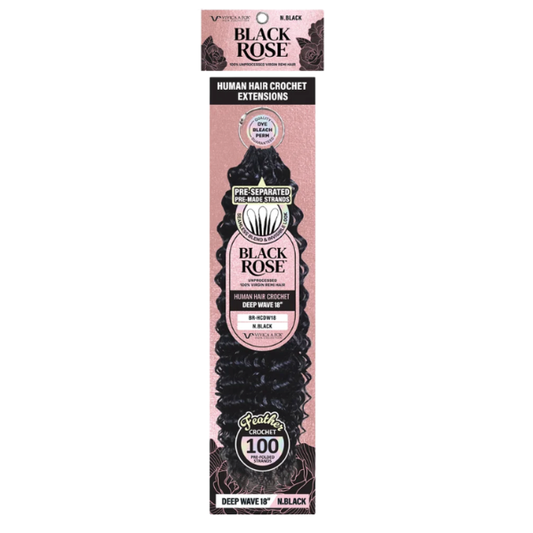Black Rose HH Crochet Deep Wave 18"