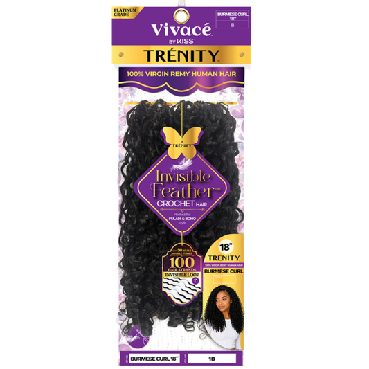 Trenity Invisible Feather Crochet Burmese Curl 18"