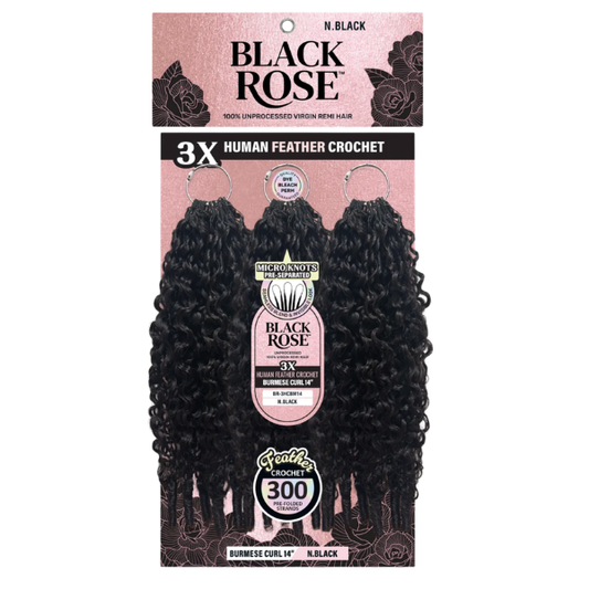 Black Rose HH Crochet 3X Burmese Curly 14"