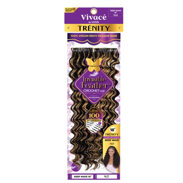 Trenity Invisible Feather Crochet Deep Wave 18"