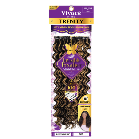 Trenity Invisible Feather Crochet Deep Wave 18"