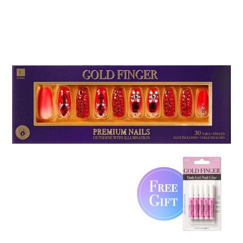Goldfinger Premium Nail Set Ruby on Right - GJP01X - by Kiss