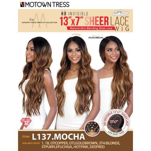L137.Mocha HD Invisible Lace 13 x 7" Wig By Motown Tress
