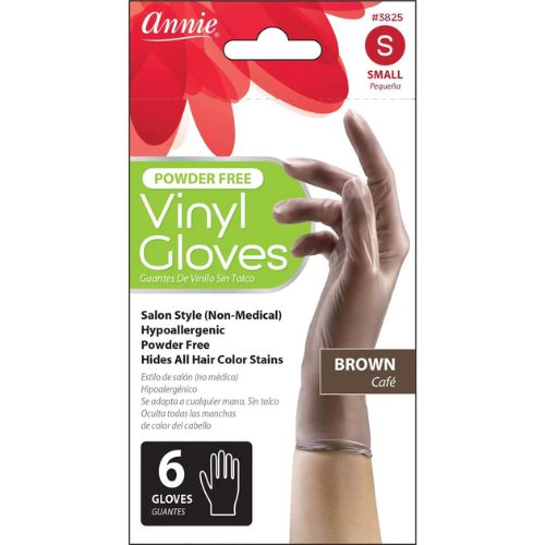 Vinyl Gloves Brown Salon Style 6 Pack By Annie