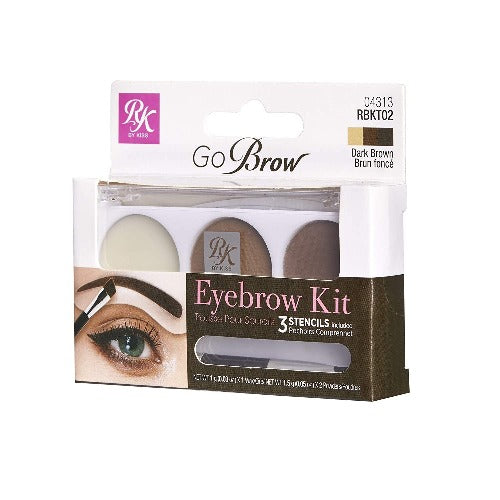 Ruby Kisses GoBrow Eyebrow Kit with Stencil (Dark Brown) - RBKT02 - By Kiss - Waba Hair and Beauty Supply