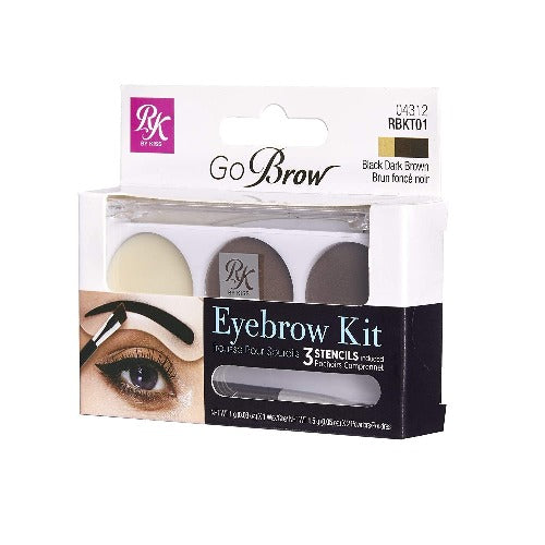 Ruby Kisses GoBrow Eyebrow Kit with Stencil (Black Dark Brown) - RBKT01 - By Kiss - Waba Hair and Beauty Supply