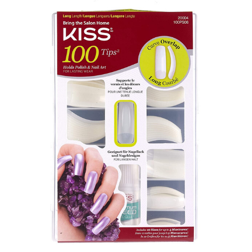 100 Long Curve Overlap Tips Plain Nails - 100PS08 - by Kiss - Waba Hair and Beauty Supply
