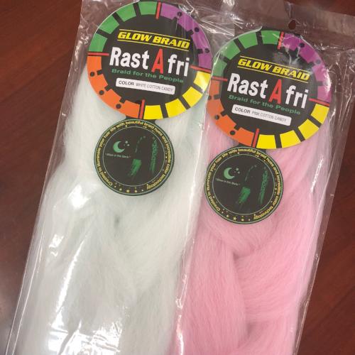48" Glow in the Dark Braid Kanekalon Crochet Braid Hair (Pink Cotton Candy) by RastAfri - Waba Hair and Beauty Supply
