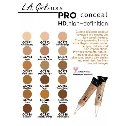 L.A. Girl Hd High Definition Pro Concealer & Correctors - Waba Hair and Beauty Supply