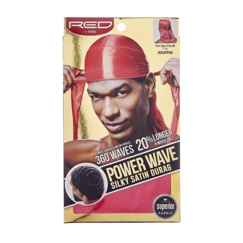 Power Wave Silky Satin Durag Solid Colors - Red by Kiss